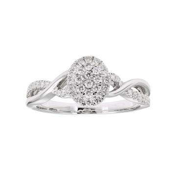 Lovemark 10k White Gold 1/3 Carat T.w. Diamond Oval Halo Ring, Women's, Size: 8