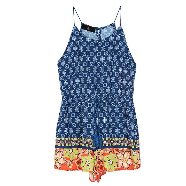Girls 7-16 Iz Amy Byer Printed Border Romper, Girl's, Size: Medium, Ovrfl Oth