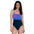 Women's Dolfin Colorblock One-piece Swimsuit, Size: 10, Blue (navy)