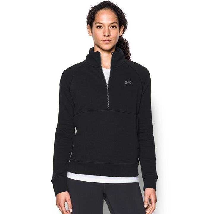 Women's Under Armour French Terry Half-zip Jacket, Size: Large, Black