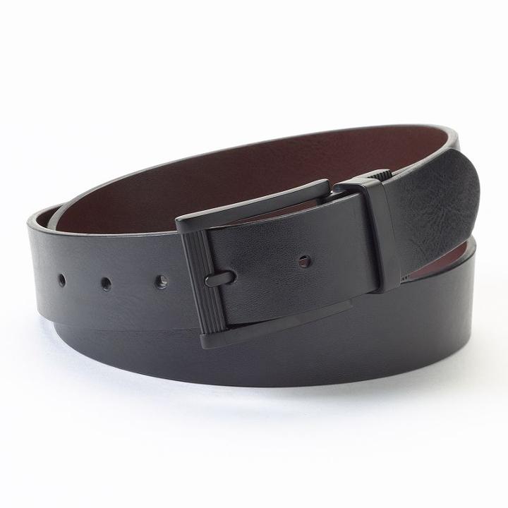 Apt. 9&reg; Rounded-edge Reversible Faux-leather Belt, Men's, Size: 34, Black