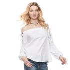 Women's Rock & Republic&reg; Off-the-shoulder Lace Up Top, Size: Medium, White