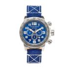 Akribos Xxiv Men's Trek Leather Chronograph Watch, Blue