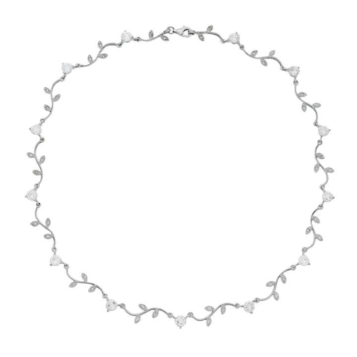 Sterling Silver Lab-created White Topaz Leaf Necklace, Women's