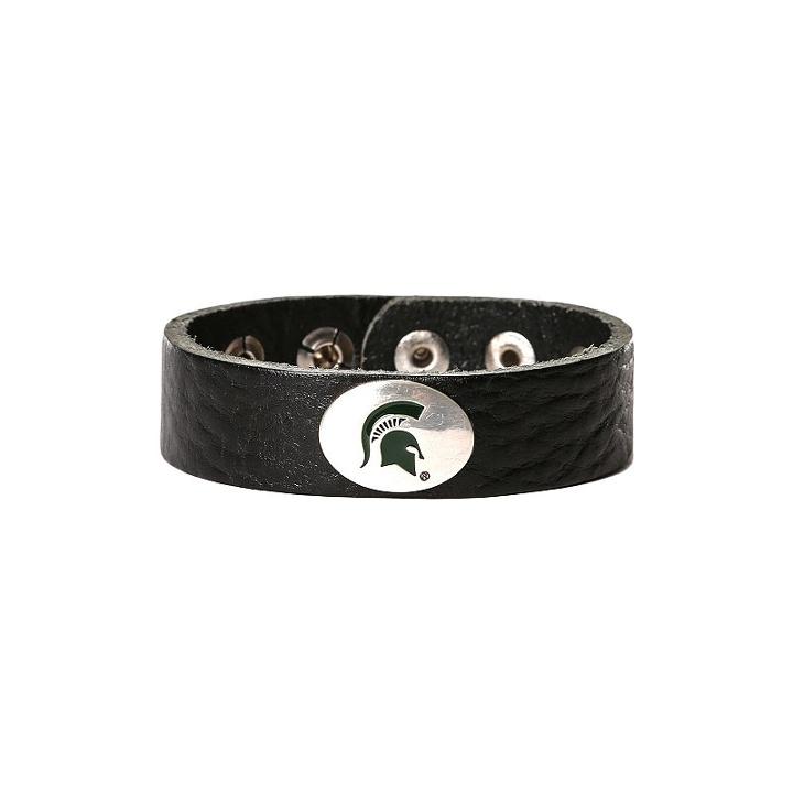 Women's Michigan State Spartans Leather Concho Bracelet, Black