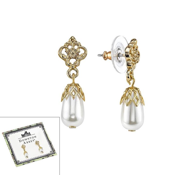 Downton Abbey Art Deco Drop Earrings, Women's, White