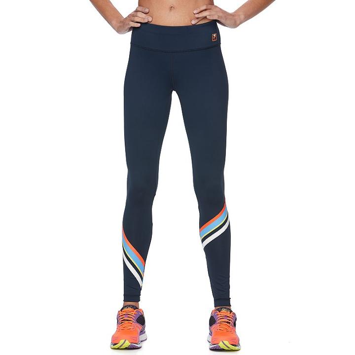 Women's Fila Sport&reg; Striped Performance Leggings, Size: Large, Blue (navy)