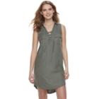 Juniors' So&reg; Lace-up Collared Shirt Dress, Teens, Size: Small, Med Green