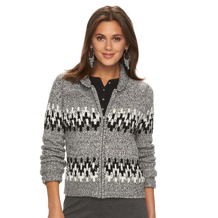 Women's Chaps Marled Cardigan, Size: Xl, Grey