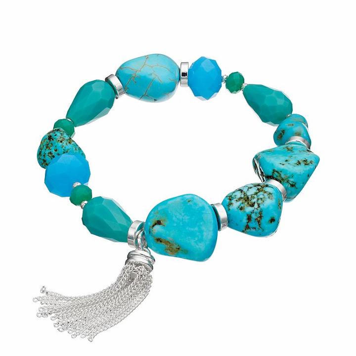 Napier Simulated Turquoise Beaded Stretch Bracelet, Women's, Turq/aqua