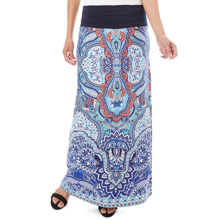 Women's Apt. 9&reg; Print Column Maxi Skirt, Size: Small, Multi Paisley Border