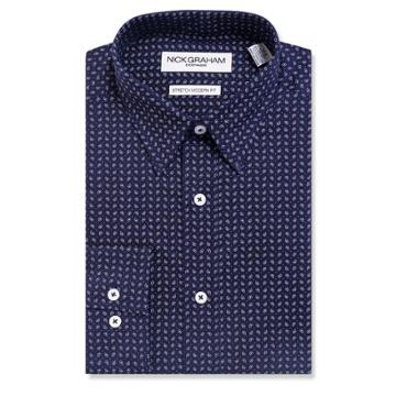 Men's Nick Graham Everywhere Modern-fit Stretch Dress Shirt, Size: Xl-34/35, Blue (navy)