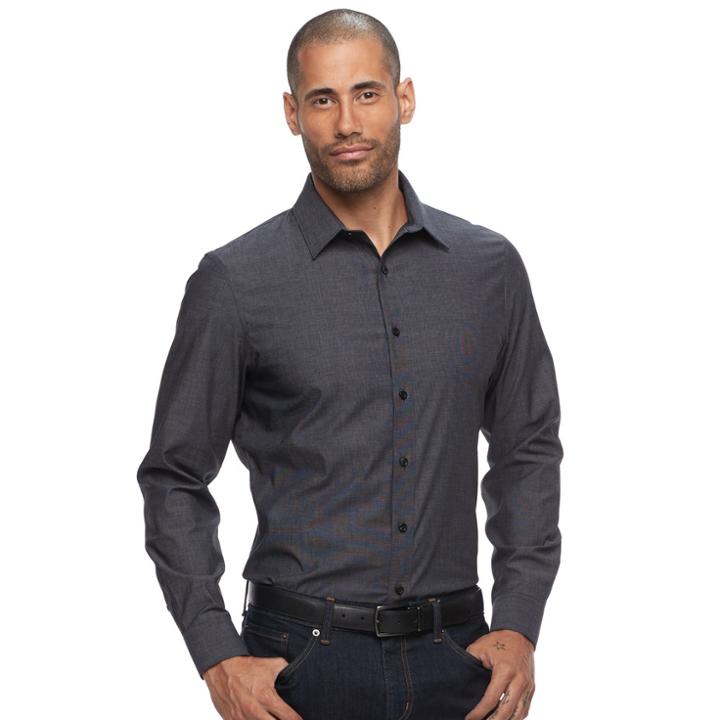 Big & Tall Apt. 9&reg; Slim-fit Stretch Button-down Shirt, Men's, Size: L Tall, Oxford