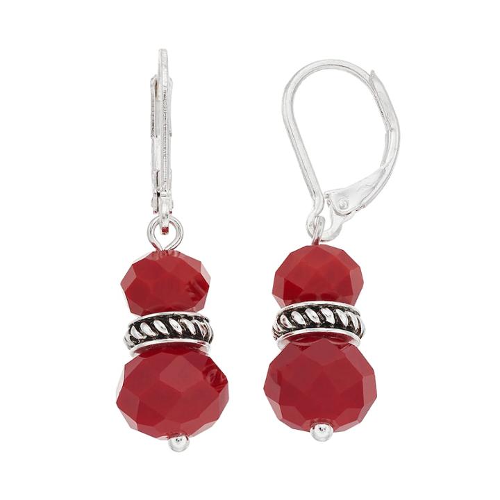 Napier Beaded Drop Earrings, Women's, Red