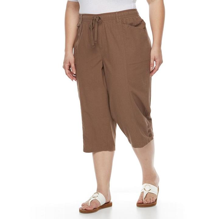 Plus Size Gloria Vanderbilt Jade Buttoned Capris, Women's, Size: 1xl, Med Brown