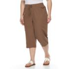 Plus Size Gloria Vanderbilt Jade Buttoned Capris, Women's, Size: 1xl, Med Brown