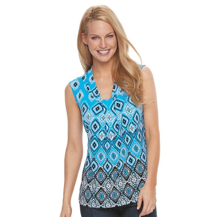 Women's Dana Buchman Knot-front Top, Size: Large, Blue