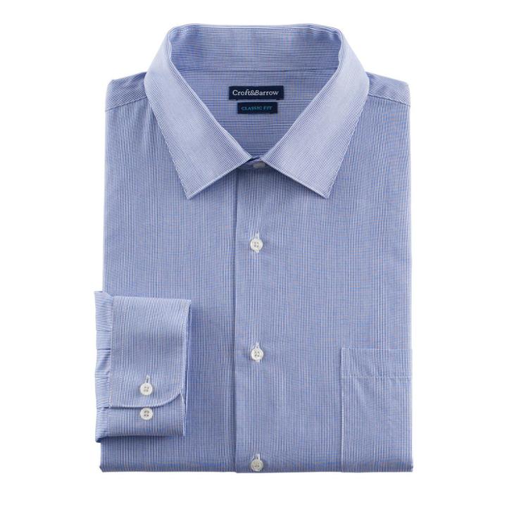 Men's Croft & Barrow&reg; Classic-fit Striped Dress Shirt And Patterned Tie, Size: Xl-36/37, Blue