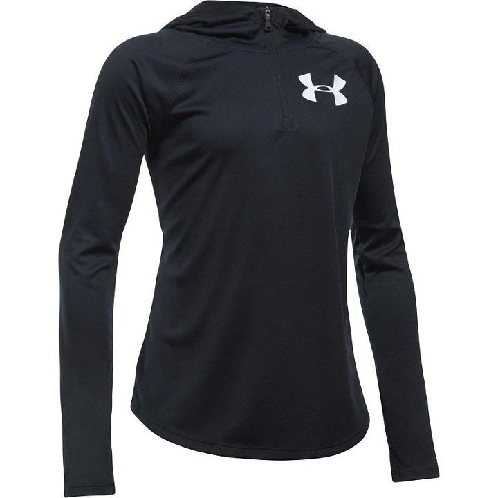 Girls 7-16 Under Armour Tech 1/4-zip Hoodie, Size: Large, Black