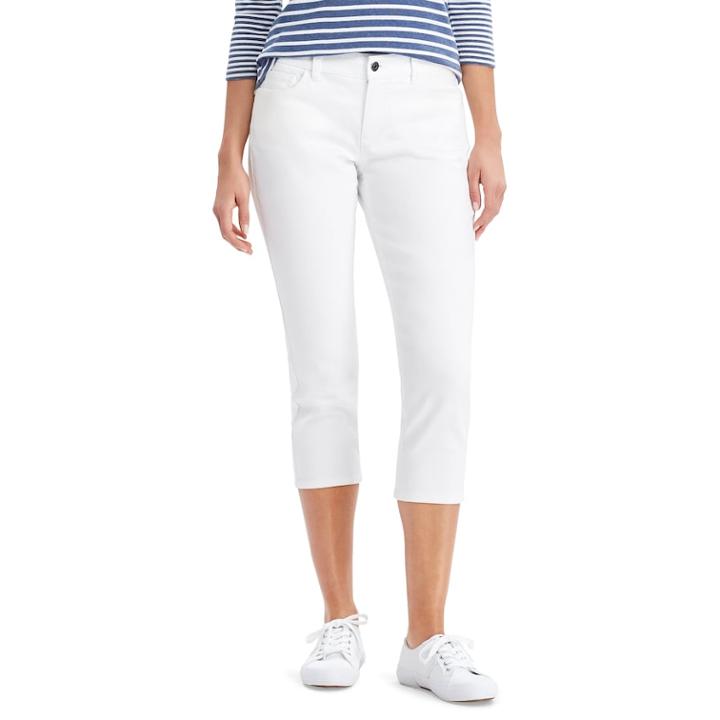 Women's Chaps Sateen Skinny Capris, Size: 16, White