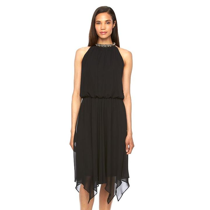 Women's Msk Halter Blouson Dress, Size: 6, Black