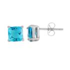 Stainless Steel Blue Cubic Zirconia Square Stud Earrings, Women's