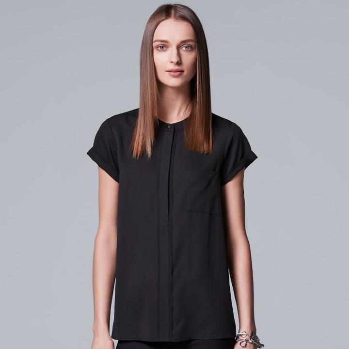 Women's Simply Vera Vera Wang Essential Popover Top, Size: Medium, Black