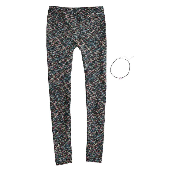 Girls 4-14 Space-dyed Fleece-lined Leggings With Necklace, Size: Xs-s, Oxford