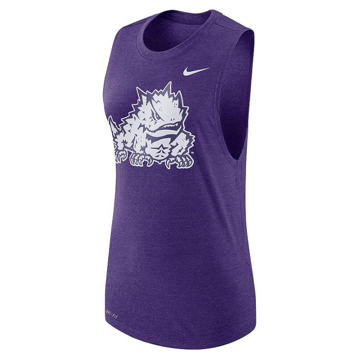 Women's Nike Tcu Horned Frogs Dri-fit Muscle Tee, Size: Large, Purple