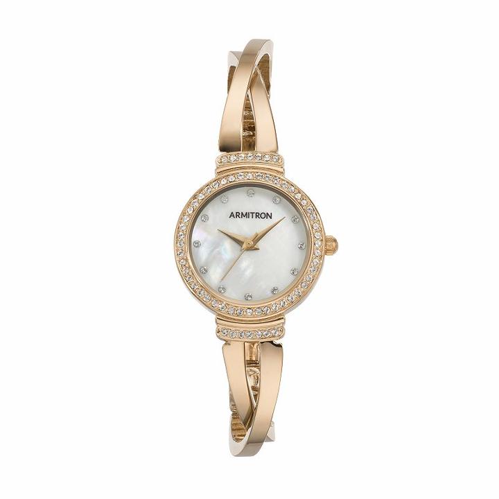 Armitron Women's Crystal Crisscross Half Bangle Watch - 75/5474mpgp, Yellow