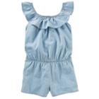 Carter's, Girls 4-6x Chambray Romper, Girl's, Size: 12, Blue Other