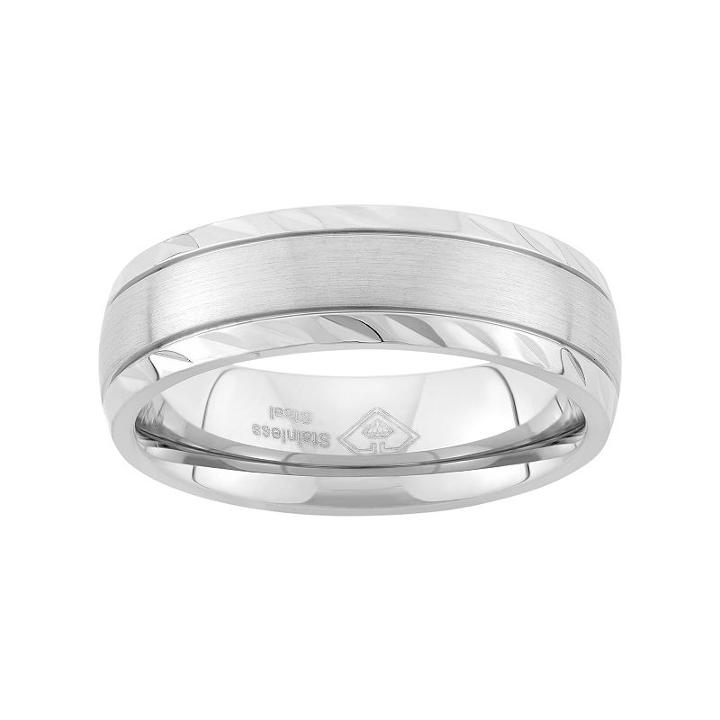 Stainless Steel Textured Wedding Band - Men, Size: 14, Silver