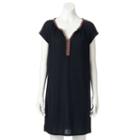 Women's Sonoma Goods For Life&trade; Embroidered Trim T-shirt Dress, Size: Small, Black