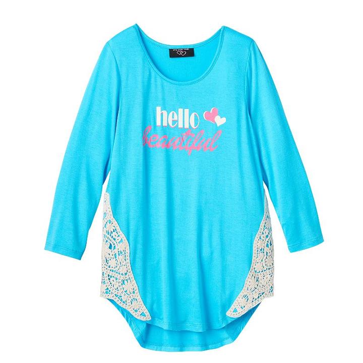 Girls 7-16 It's Our Time Crochet Lace Insert Tee, Girl's, Size: Small, Green Oth