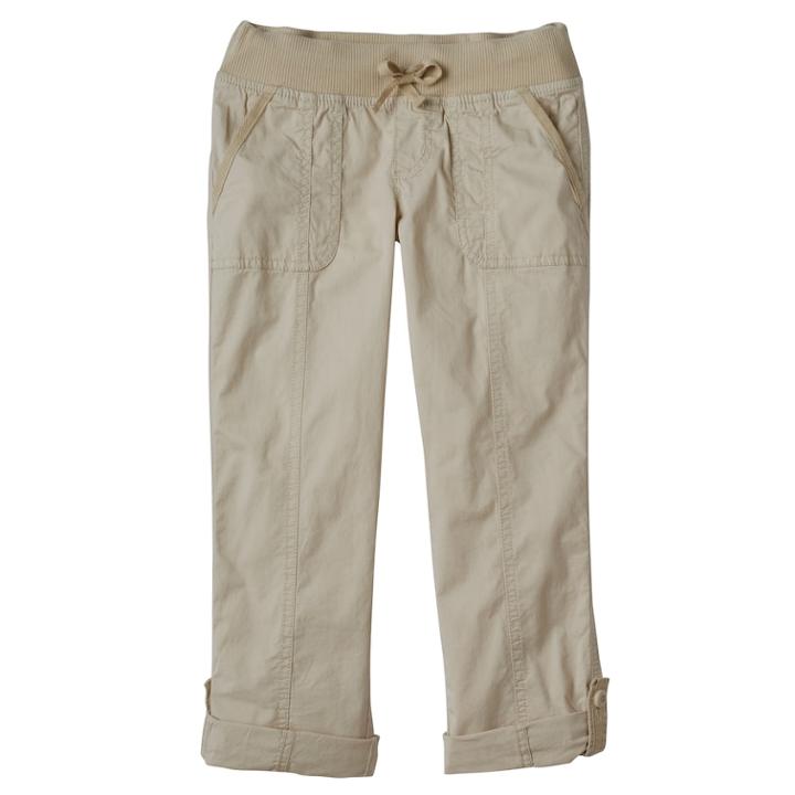Girls 7-16 So&reg; Ribbed Waist Utility Pant Roll-tab Capris, Size: 10, Lt Beige