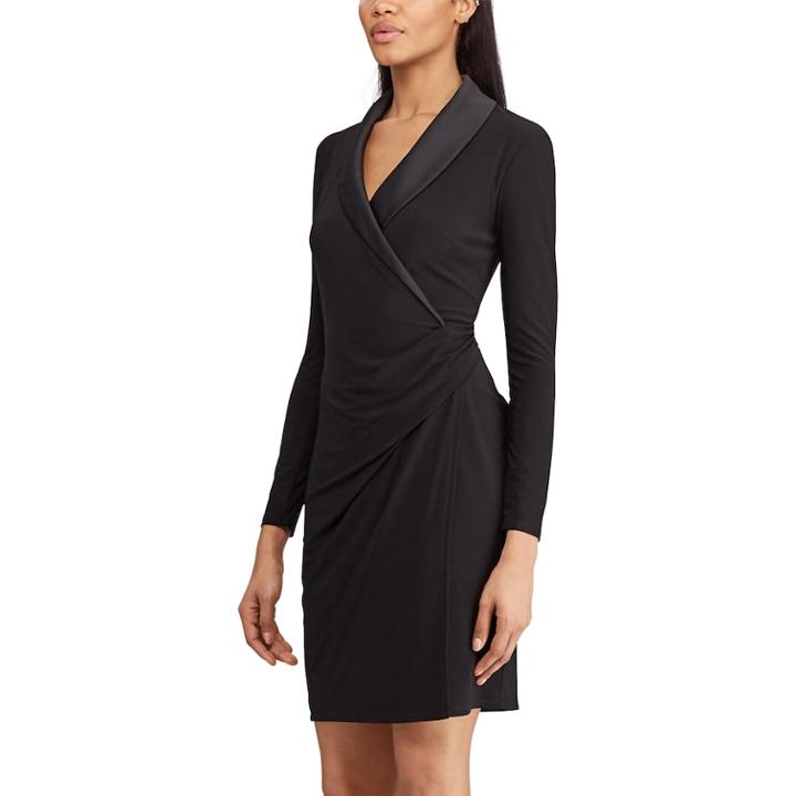 Women's Chaps Faux-wrap Dress, Size: Small, Black