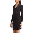 Women's Chaps Faux-wrap Dress, Size: Small, Black