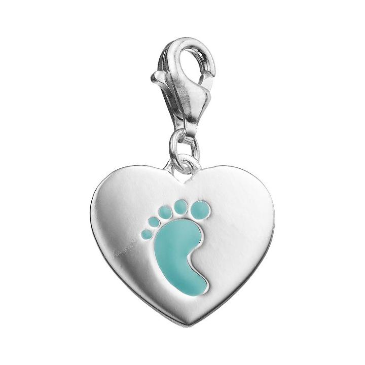 Personal Charm Sterling Silver Blue Footprint Charm, Women's, Light Blue
