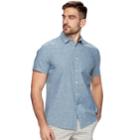 Men's Marc Anthony Slim-fit Linen Button-down Shirt, Size: Medium, Med Blue