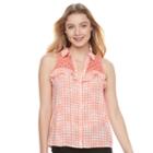 Juniors' Candie's&reg; Ruffle Sleeveless Shirt, Girl's, Size: Small, Lt Orange