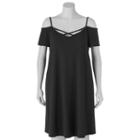 Juniors' Plus Size Mudd&reg; Off-the-shoulder Strappy Fit & Flare Dress, Teens, Size: 2xl, Black