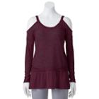 Juniors' About A Girl Cold-shoulder Top, Size: Medium, Purple Oth