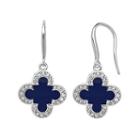 Marie Claire Jewelry Crystal Silver Tone Clover Drop Earrings, Women's, Navy