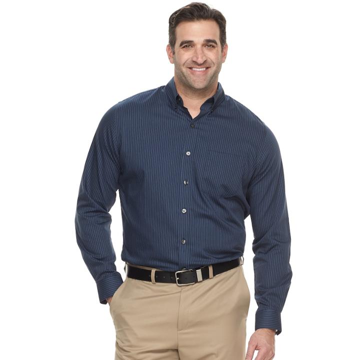 Big & Tall Van Heusen Classic-fit Wrinkle-free Button-down Shirt, Men's, Size: L Tall, Blue