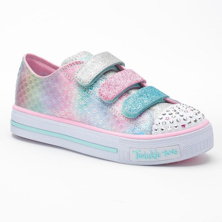 Skechers Twinkle Toes Shuffles Mermaid Girls' Light Up Sneakers, Size: 1, Yellow