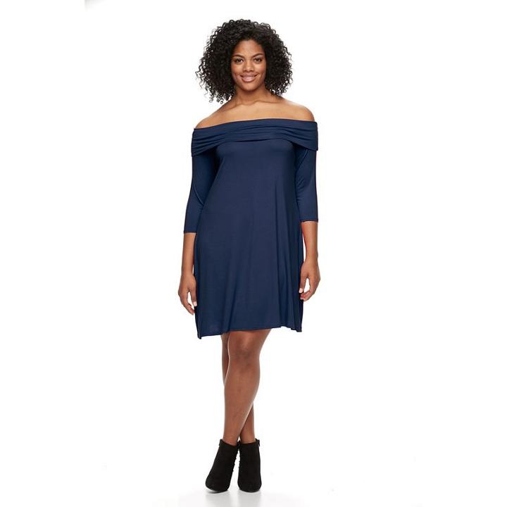 Plus Size Apt. 9&reg; Off-the-shoulder Shift Dress, Women's, Size: 2xl, Blue