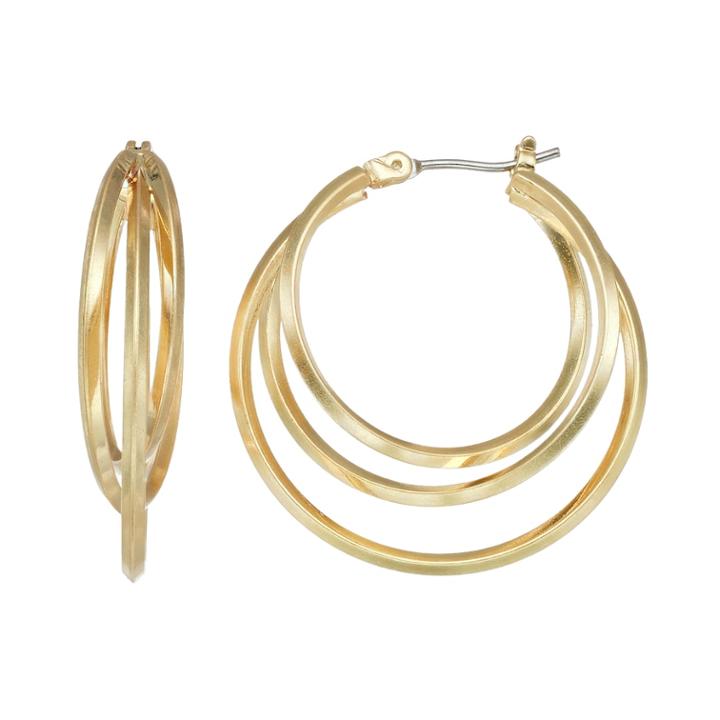 Simply Vera Vera Wang Square Tube Nickel Free Multi Hoop Earrings, Women's, Gold