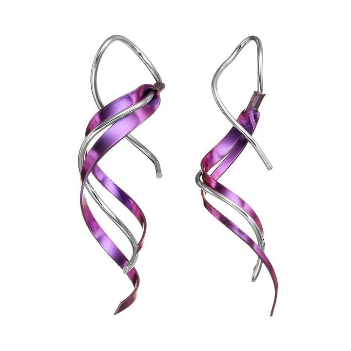 Journee Collection Sterling Silver & Niobium Twist Drop Earrings, Women's, Multicolor