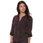Women's Rock & Republic&reg; Cuffed Shirt, Size: Large, Pink