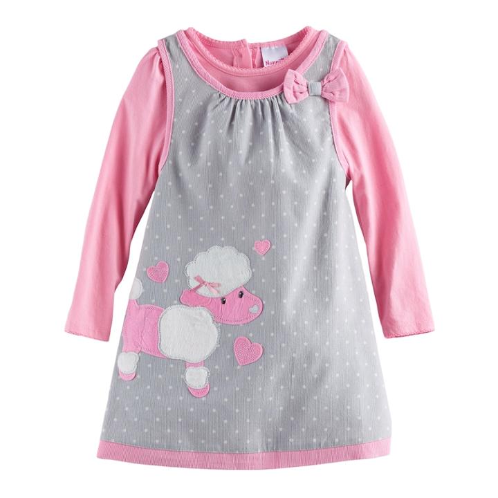 Toddler Girl Nannette Poodle Jumper And Long-sleeve Tee Set, Size: 3t, Grey